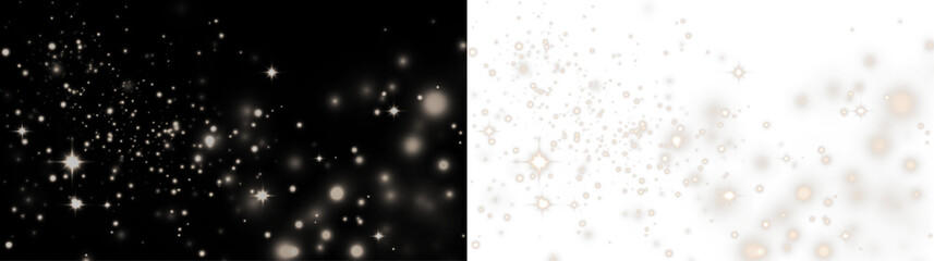 A collection of sparkling bokeh lights on a transparent background, creating a dreamy effect.