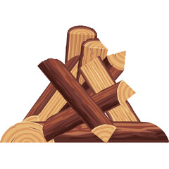 Pile Of Firewood Logs For Burning In A Campfire Stacked In An A Frame Shape Isolated On A Transparent Background