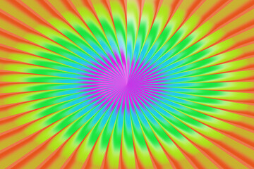 Colorful psychedelic sunburst design with vibrant radial pattern