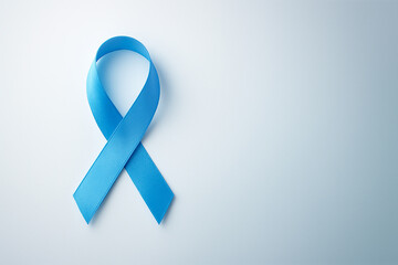 Blue Ribbon Wrapped Sugar Cube on White — Diabetes Awareness Concept