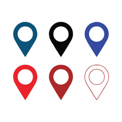 minimal location marker icons pack vector map pins solid ring outline red and black for navigation