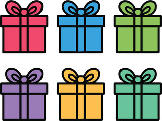 gift boxes set flat vector colorful presents with ribbon and bow festive celebration illustration