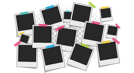 Collection of Retro Photo Frames Pinned with Colorful Masking Tape