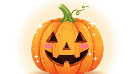 Smiling Pumpkin with Sparkling Eyes, Halloween Jack-o'-Lantern Illustration