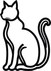 Sitting cat outline with heart shape tail
