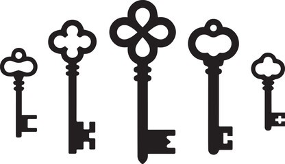 vintage skeleton key collection symmetrical bows ornate bits antique metal keys