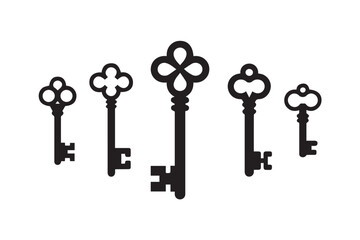 ornamental antique keys row vintage skeleton key designs decorative metal illustration