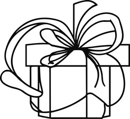 Abstract gift box with ribbon in contour line 3