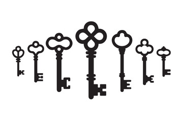 decorative vintage keys set symmetrical arrangement antique skeleton key vector artwork