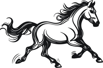 Horse running in continuous black line 2