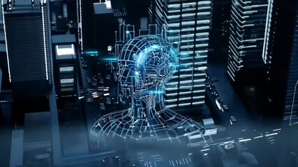 Representing modern technology, digital transformation with futuristic city background highlights technological progress. Digital transformation involves innovations, networks, - Powered by Adobe