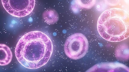 Purple fluorescent cell background image