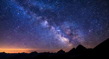 Vibrant Milky Way Galaxy Arching over Mountain Silhouettes at Twilight