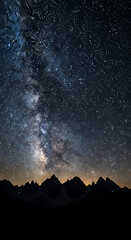 Vibrant Milky Way Galaxy Shines over Silhouetted Mountain Range at Night