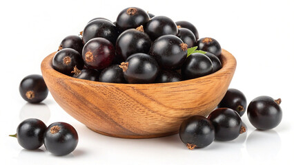 Fresh Currants in bowl isolated in white background