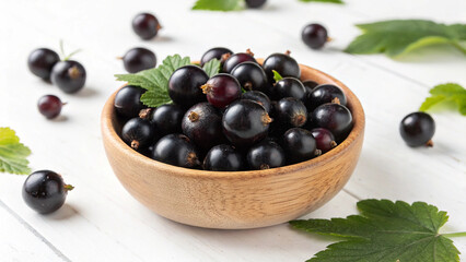 Fresh Currant in bowl isolated in white background