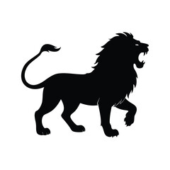 Roaring Lion Black Silhouette on White Background Vector Illustration Design Element, lion roaring silhouette vector illustration