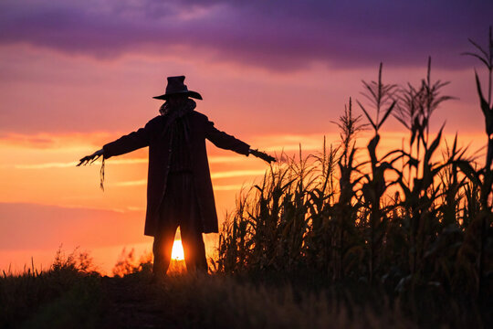 Sinister Scarecrow Comes to Life at Sunset - Halloween