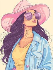 Illustration of fashionable and trendy women