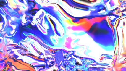 Fototapeta premium Iridescent holographic liquid creating abstract vibrant background pattern