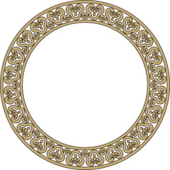 Vector gold with black Chinese circle, ring, frame.  Round ornaments of oriental peoples, korea, taiwan, china, hong kong, indonesia