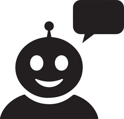Friendly Robot Character with Speech Bubble for AI Chat and Technology Solutions