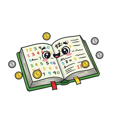 Finance Literacy Book with Coins and Numbers Illustration