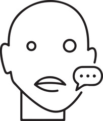 Linear face outline with chat bubble representing thoughts communication and discussion concept