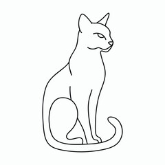 Elegant Sitting Cat Line Art Illustration