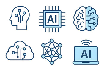 AI-related icon collection for the concept of technology.