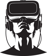 Person Wearing Virtual Reality Headset with Futuristic Technology and Immersive Digital Experience