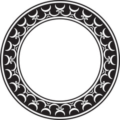 Vector black monochrome round classic renaissance ornament. Circle, ring, european border, revival style frame