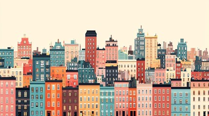 Colorful urban skyline illustration