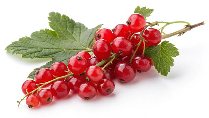 Fresh Currant with leaves isolated in white background