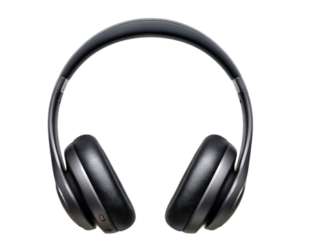 Black matte Bluetooth headphone clipart for modern tech audio experience. An isolated wireless headset providing personal and immersive sound for music enjoyment