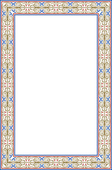 Vector square european colored ornament. Rectangular pattern, circle, ring of the Middle Ages. Revival border. Decorations of palaces and churches.