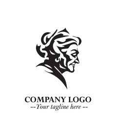 Elegant Old Woman Logo Symbol in Black on White Background with Classic and Minimalist Design