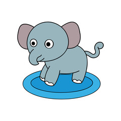 Elephant With Tiny Sneakers Trying To Hop On Illustration