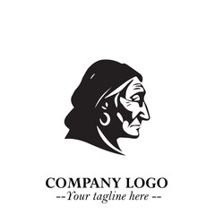 Elegant Old Woman Logo Symbol in Black on White Background with Classic and Minimalist Design