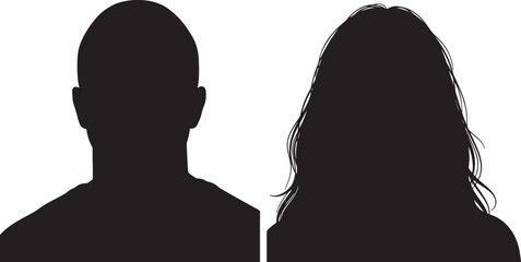 Silhouette Profile Portraits Of A Man And A Woman On White Background Keywords: silhouette, profile, portraits, man, woman, people, couple, headshot, bust, shoulders, hair, on transparent background © PixelSaga MH2 