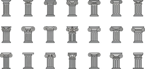 Vector art of collection of various classical architectural columns