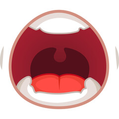 Open Mouth Scream With Red Tongue And White Teeth Cartoon Pixel Art Isolated On Transparent Background