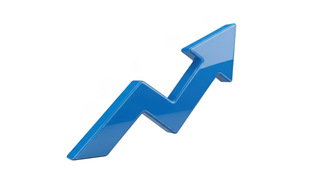Dynamic blue arrow symbolizing growth progress increase business success upward trend