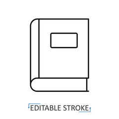 A closed book icon in a minimalist style with editable stroke. School education, library literature, university textbook, knowledge and learning, story reading, encyclopedia information.