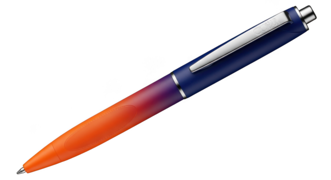 Vibrant gradient pen captures the imagination with its fiery orange to deep blue transition