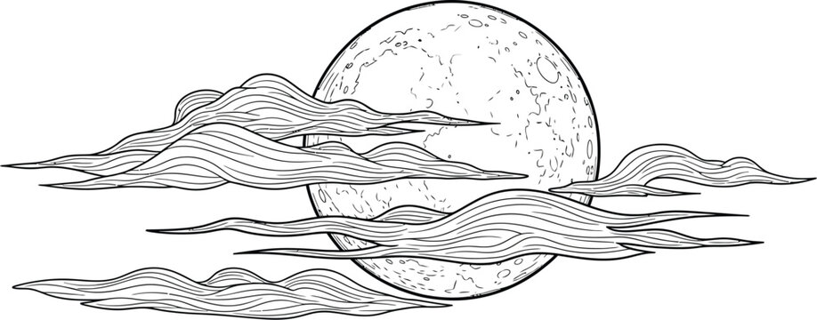 Moon clouds night sky celestial lunar moonlight dreamscape fantasy ethereal calm