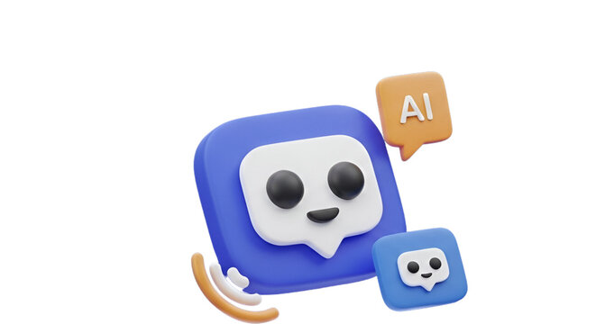 3d icon of ai chat bot icon isolated on transparent background, a modern representation of artificial intelligence - Powered by Adobe
