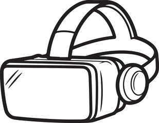 Virtual Reality Headset Illustration Outline Style for Gaming and Technology Concepts Design