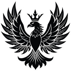 Obraz premium phoenix rising with crown flat golden vector desi.eps