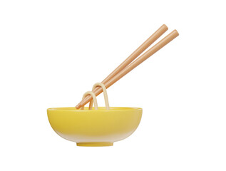 Chopstick with noodls with bowl   icon 3d